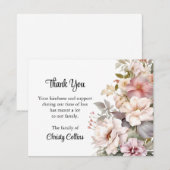 Dank u begrafenisbloemen, zacht roze Kaarten Notitiekaartje (Voorkant / Achterkant)