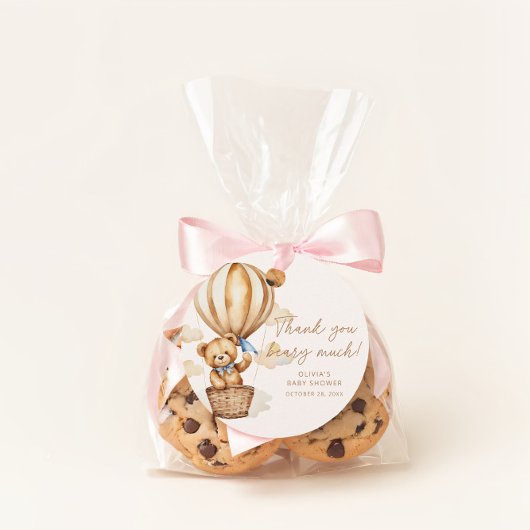 Dank u Beige Hete Luchtballon Teddy Bear Bedankjes Labels
