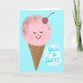 DANK U bent Lief Schattige Ice Cream Custom Kaart (Voorkant)