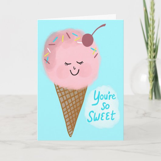 DANK U bent Lief Schattige Ice Cream Custom Kaart (Voorkant)