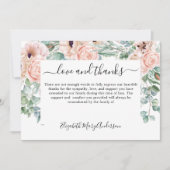 Dank u Bereavement Blush Pink Floral Memorial Bedankkaart (Voorkant)