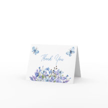 Dank U bericht blauwe wilde bloemen en vlinders