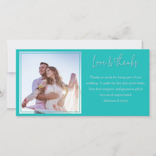 Dank u Bericht Foto van Passen getrouwd Lange Kaar Bedankkaart (Voorkant)