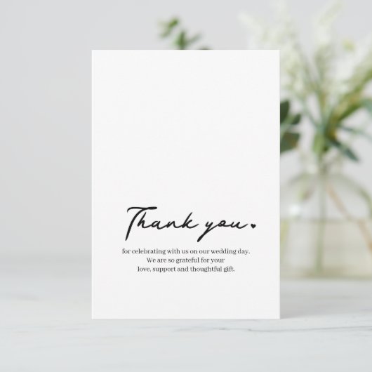 Dank u Bericht Kalligrafie Script Fotokaart Bedankkaart (Staand voorkant)