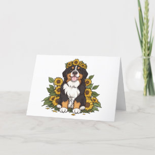 Dank u Berner Sennenhond Zonnebloem Kroon Bedankkaart