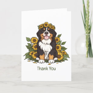 Dank u Berner Sennenhond Zonnebloem Kroon Bedankkaart