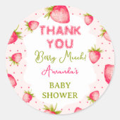 Dank u Berry Much Aardbei Roze Baby shower Ronde Sticker (Voorkant)