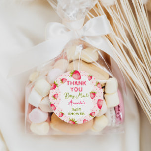 Dank u Berry Much Aardbei Roze Baby shower Ronde Sticker