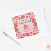 Dank u Berry Much Strawberry Baby shower Custom Vierkante Sticker (Envelop)