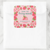 Dank u Berry Much Strawberry Baby shower Custom Vierkante Sticker (Tas)