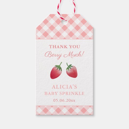 Dank u Berry Veel Aardbeien Party Favor Labels Cadeaulabel (Voorkant)