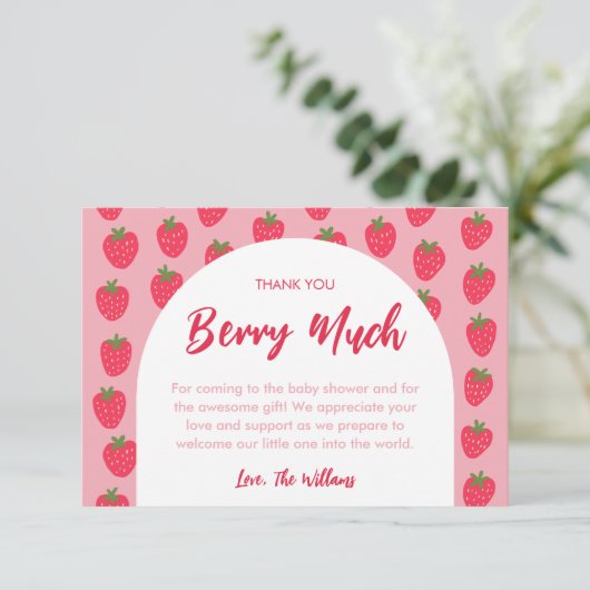 Dank u Berry veel Baby shower dank u kaart (Staand voorkant)