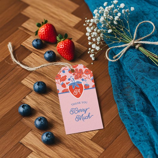 Dank u Berry veel Bloemen Aardbei Blueberry Cadeaulabel
