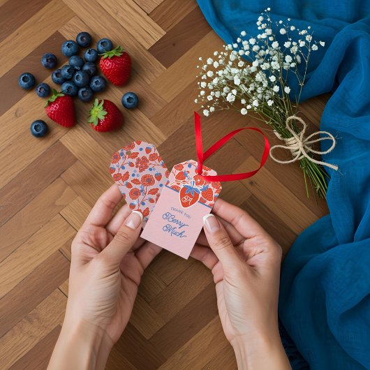 Dank u Berry veel Bloemen Aardbei Blueberry Cadeaulabel