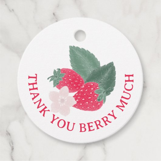 Dank u Berry Veel Cadeau Label – Red Strawberry (Voorkant)