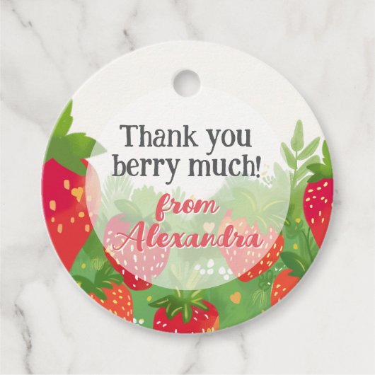Dank u Berry Veel Schattigee Strawberry Custom Nam Bedankjes Labels (Voorkant)