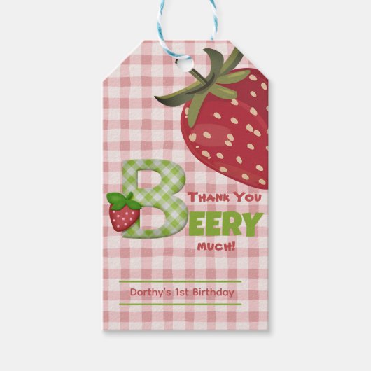 Dank u Berry Veel Zoete Aardbei Gift Label Cadeaulabel (Voorkant)