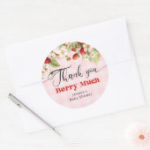 Dank u bes veel aardbei dank u ronde sticker (Envelop)