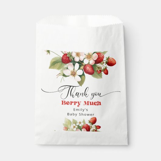 Dank u bessen veel Aardbei baby shower Bedankzakje (Voorkant)