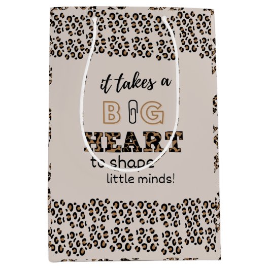 Dank u Beste Leraar Aangepaste Citaten Leopard Pri Medium Cadeauzakje (Voorkant)