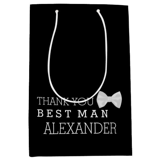 Dank u beste man met witte boog Stropdas personali Medium Cadeauzakje (Voorkant)