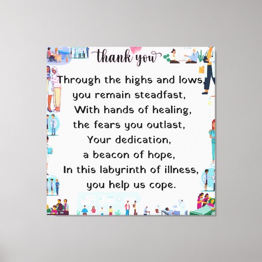 Dank u, beste ziekenhuispersoneel canvas afdruk (Voorkant)
