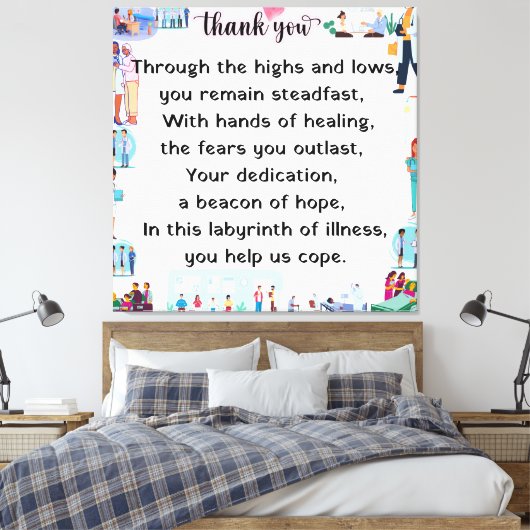 Dank u, beste ziekenhuispersoneel canvas afdruk (Insitu (Slaapkamer))