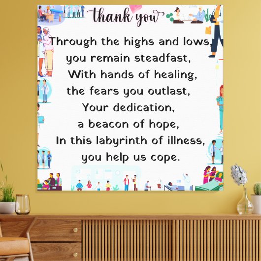 Dank u, beste ziekenhuispersoneel canvas afdruk (Insitu (Woonkamer))