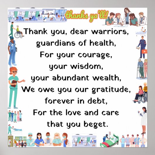 Dank u, beste ziekenhuispersoneel poster (Voorkant)