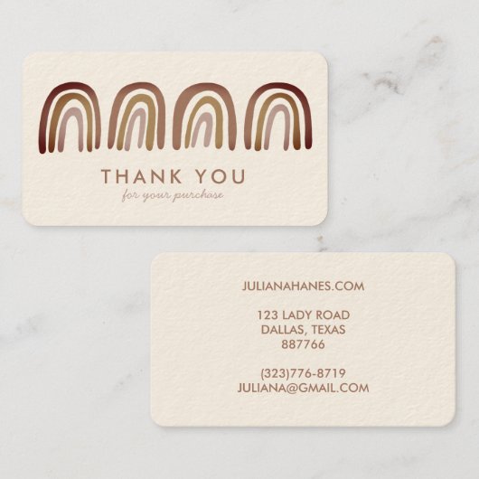 Dank u bestellen chique eenvoudig aards neutrale r visitekaartje (Voorkant / Achterkant)