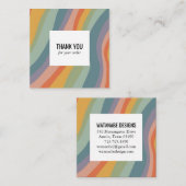 Dank u bestellen gedempte regenboog minimalistisch vierkante visitekaartje (Voorkant / Achterkant)
