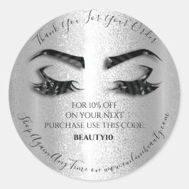Dank u bestellen Logo Korting Silver Grey Lashes Ronde Sticker