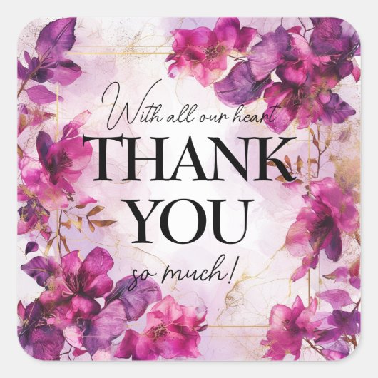 Dank u Betovering: Waterverf Vierkante Sticker (Voorkant)