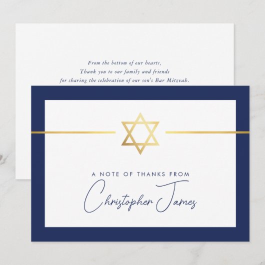 DANK U BEVINDT MISSCHIEN moderne gouden joodse ste Bedankkaart (Voorkant / Achterkant)
