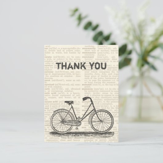 Dank u  Bicycle Brown Dictionary Page Briefkaart (Staand voorkant)