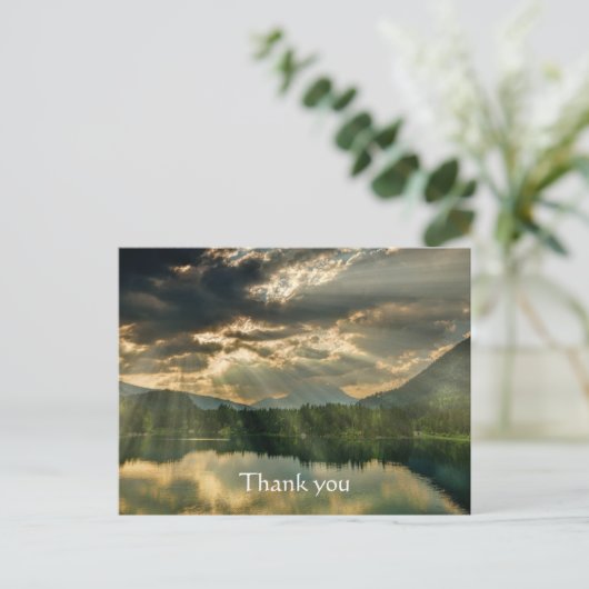 Dank u Bijbel Schrift Sunrise Breaking Lake Briefkaart (Staand voorkant)