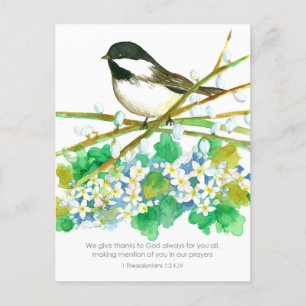 Dank u Bijbel Schrift Thessalonicenzen Chickadee Briefkaart