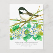 Dank u Bijbel Schrift Thessalonicenzen Chickadee Briefkaart (Voorkant)