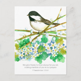Dank u Bijbel Schrift Thessalonicenzen Chickadee Briefkaart