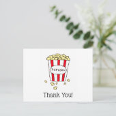 Dank U Bioscoop Popcorn Rood Witte Emmer Briefkaart (Staand voorkant)