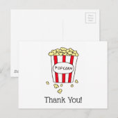 Dank U Bioscoop Popcorn Rood Witte Emmer Briefkaart (Voorkant / Achterkant)