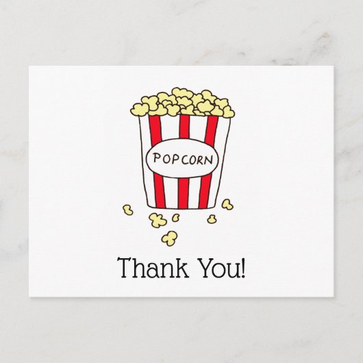 Dank U Bioscoop Popcorn Rood Witte Emmer Briefkaart (Voorkant)
