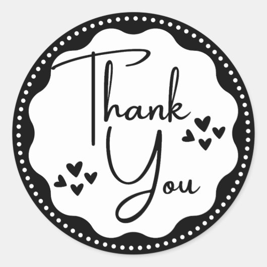Dank u Black Hearts Classic Ronde Sticker (Voorkant)