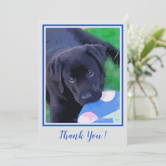 Dank u Black Lab Schattigee Puppy Labrador Dog Bedankkaart (Staand voorkant)