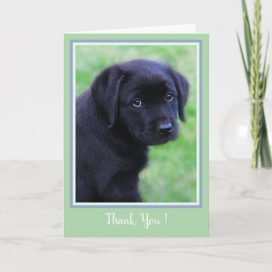 Dank u Black Labrador Puppy - Cute Dog Bedankkaart (Voorkant)