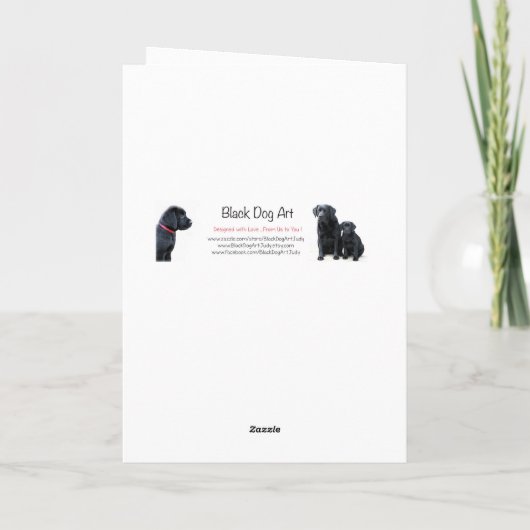 Dank u Black Labrador - Schattige Puppy Dog Bedankkaart (Achterkant)
