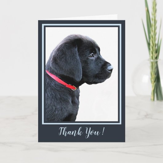 Dank u - Black Labrador Schattige Puppy Dog Kaart (Voorkant)