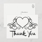  dank u Black White Heart Wedding Briefkaart (Voorkant / Achterkant)