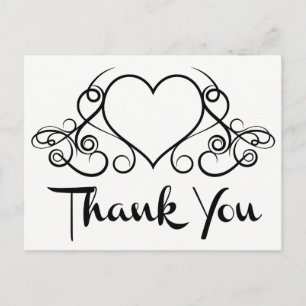  dank u Black White Heart Wedding Briefkaart
