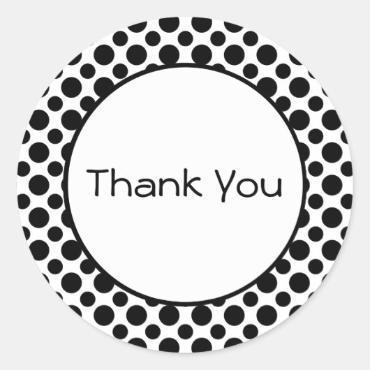 Dank u Black White Polka Dots Sticker (Voorkant)